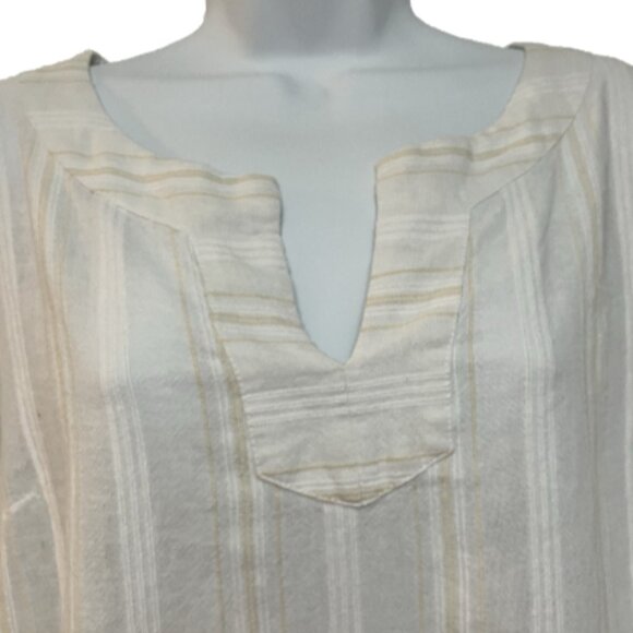 Merona Ladies Large Dual Color 3/4 Sleeve V Neck Cotton Blouse - Picture 6 of 13